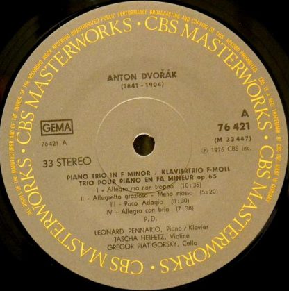 Columbia Masterworks 76421 - Piano Trio, Op. 65 / Suite Italienn - Image 2