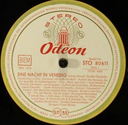 Odeon STO 80 611 - Eine Nacht In Venedig (Grosser Querschnitt) - Image 3