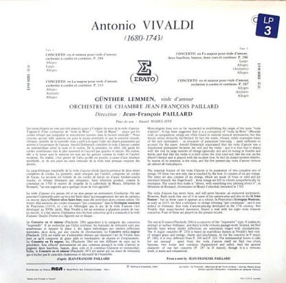 Erato EFM 8083 - Quatre Concertos Pour Viole D'Amour - Image 2