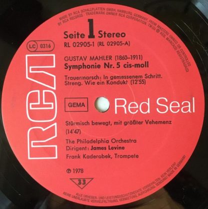 RCA Red Seal RL 02905 - Levine Conducts Mahler Symphony No.5 - S - Image 3