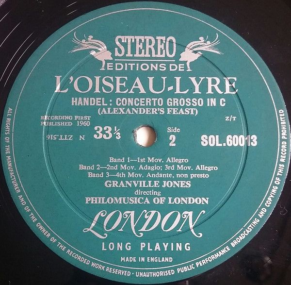 L'Oiseau-Lyre SOL 60013 - Concerto For Harp And Lute In B Flat, - Image 4