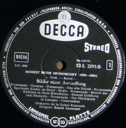 DECCA SXL 2195 - B - Bilder Einer Ausstellung, Die Hunnenschlach - Image 3