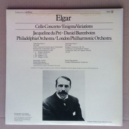 CBS Masterworks 76529 - Cello Concerto, Op. 85 / Enigma" Variati - Image 2