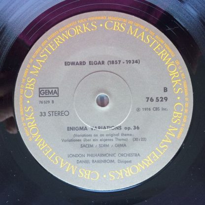 CBS Masterworks 76529 - Cello Concerto, Op. 85 / Enigma" Variati - Image 4