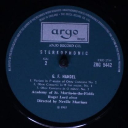 Argo ZRG 5442 - Concertos For Oboe And Strings - Image 4