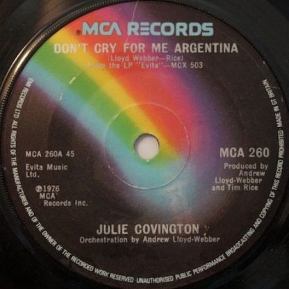MCA Records MCA 260 - Don't Cry For Me Argentina