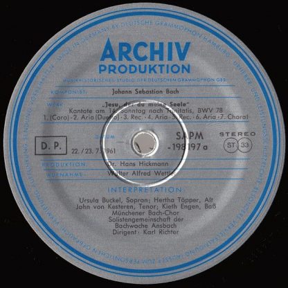Archiv Produktion 198 197 - "Jesu, Der Du Meiner Seele" Kantate - Image 3