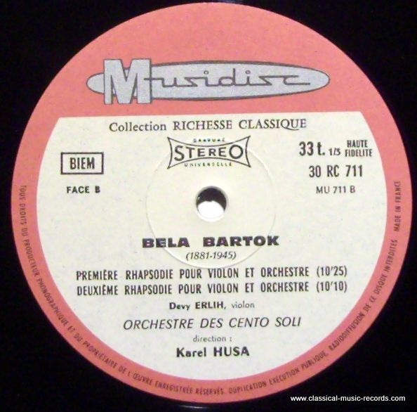 Musidisc 30 RC 711 - Le Mandarin Merveilleux - 1e Et 2e Rhapsodi - Image 3