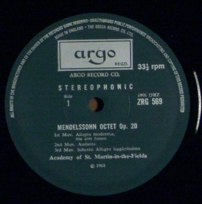 Argo ZRG 569 - Octet Op. 20 / Quintet In C Major Op. 37 No.7 - Image 3