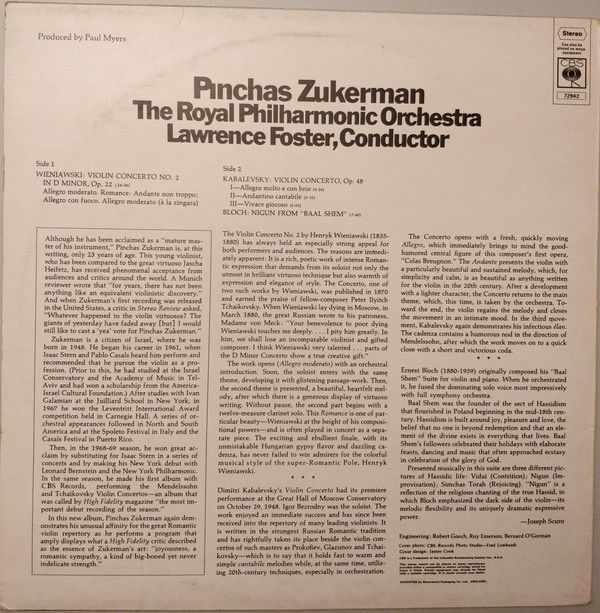 CBS S 72942 - Violin Concerto No. 2 In D Minor / Violin Concerto - Image 2