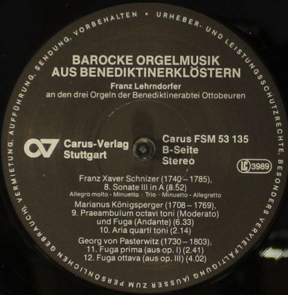 Carus FSM 53135 - Barocke Orgelmusik Aus Benediktinerklöstern (F - Image 3
