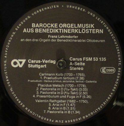 Carus FSM 53135 - Barocke Orgelmusik Aus Benediktinerklöstern (F - Image 4