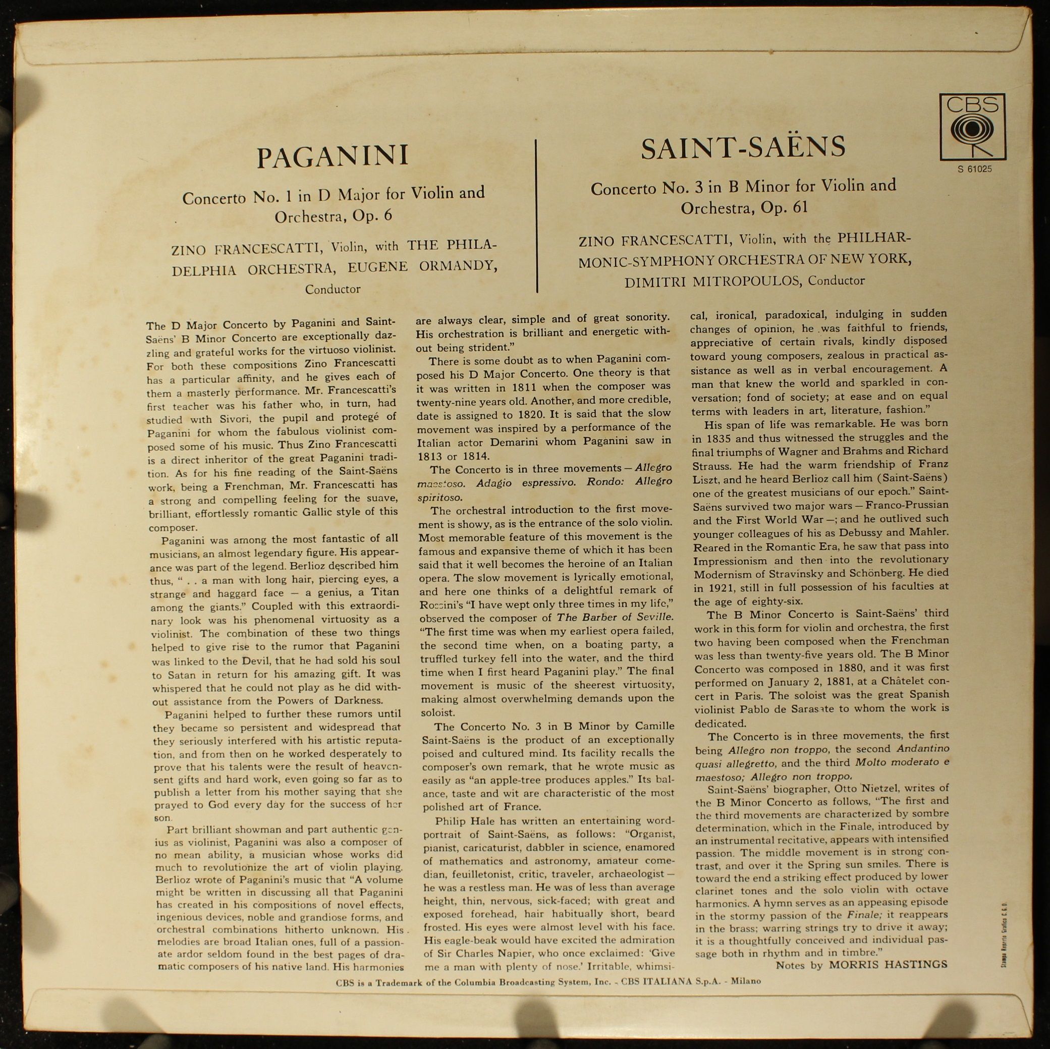 CBS S 72151 - Concerto Per Violino No. 1 In Re Maggiore Op. 6 / - Image 2