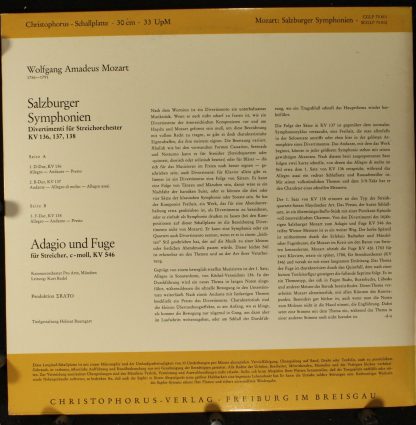 Christophorus CGLP 75 811 - Salzburger Symphonien (Divertimenti - Image 2