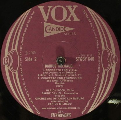 VOX (6) STGBY 640 - Le Carnival D'Aix / Concerto For Viola And O - Image 4