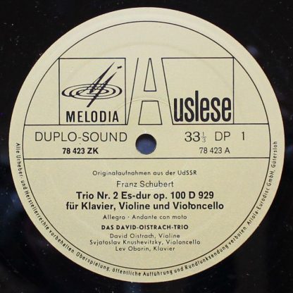 Eurodisc 78 423 ZK - Klaviertrio Es-dur op.100 - Image 3