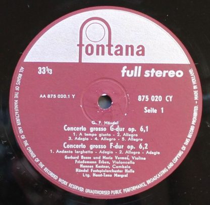 Fontana 875 020 CY - Concerti Grossi Opus 6  Band I Nr. 1, 2 & 3 - Image 3