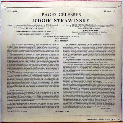 Le Chant Du Monde LD-S-8189 - Pages Célébres D'Igor Stravinsky - Image 2
