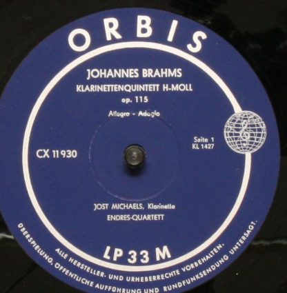 Orbis CX 11 930 - Klarinettenquintett H-Moll Op. 115