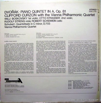 DECCA SDD 270 - Piano Quintet In A, Op. 81 / Quartettsatz in C m - Image 2