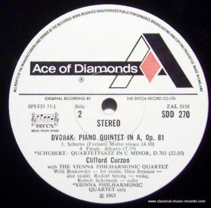 DECCA SDD 270 - Piano Quintet In A, Op. 81 / Quartettsatz in C m - Image 3
