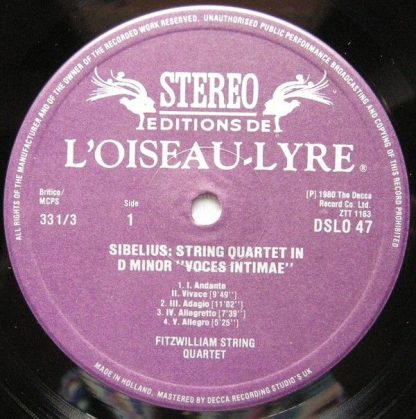 L'Oiseau-Lyre DSLO 47 - Sibelius & Delius Quartets - Image 3