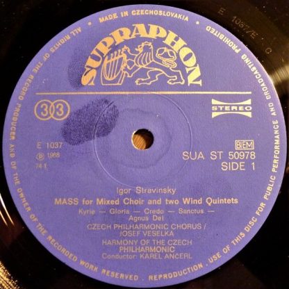 Supraphon SUA ST 50978 - Mass (For Mixed Chorus And Double Wind - Image 3