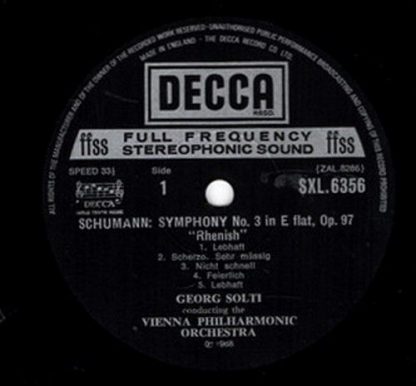 DECCA SXL 6356 - Symphony No.3, Op.97 "Rhenish" / Symphony No.4, - Image 3