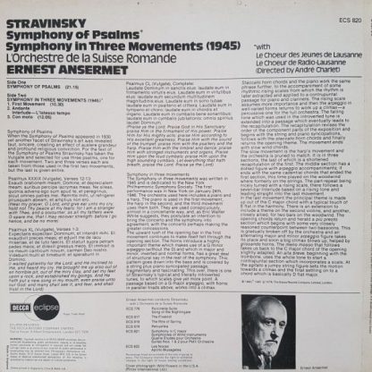 Decca Eclipse ECS 820 - Symphony Of Psalms / Symphony In Three M - Image 2