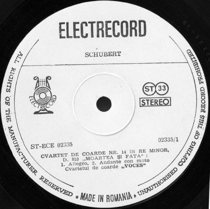 Electrecord ST-ECE 02335 - Quartet Nr. 14 In D Minor Death And T - Image 3