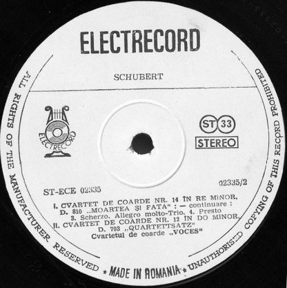 Electrecord ST-ECE 02335 - Quartet Nr. 14 In D Minor Death And T - Image 4