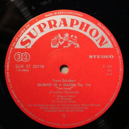 Supraphon SUA ST 50174 - Quintet In A Major, Op. 114 "Die Forell - Image 3