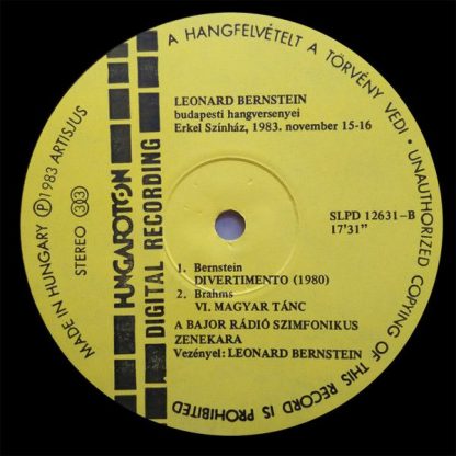 Hungaroton SLPD 12631 - Bernstein Budapesten '83: Zene / Diverti - Image 4