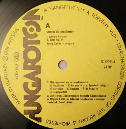 Hungaroton FX 12093 - Szereti Ön Bartókot? - Image 3