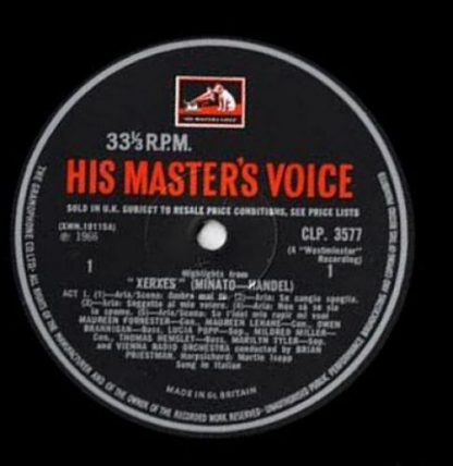 His Master's Voice CLP. 3577 - Highlights From "Xerxes" - Image 2