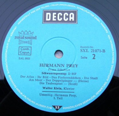 DECCA SXL 21 071-B - Schwanengesang - Image 2