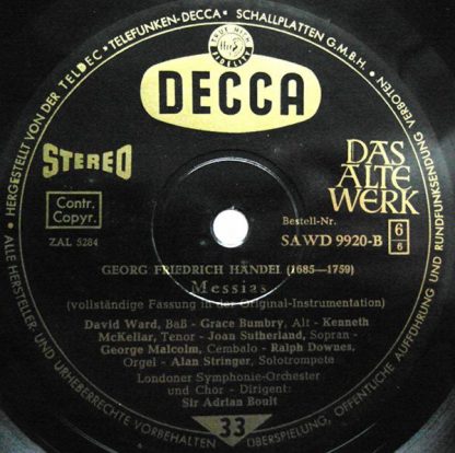 DECCA SAWD 9920/22-B - Der Messias. Vollständige Fassung In Der - Image 3