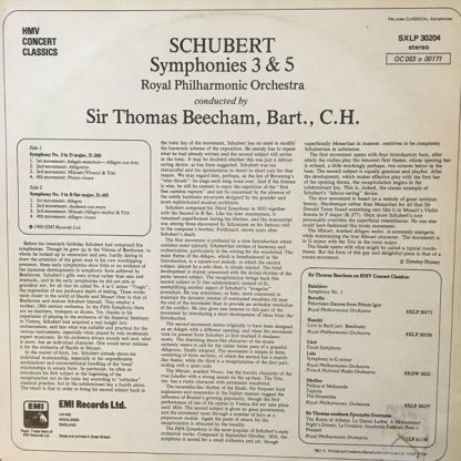 His Master's Voice SXLP 30204 - Symphonies 3 & 5 - Image 2