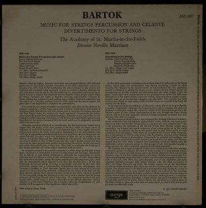 Argo ZRG 657 - Music For Strings Percussion And Celeste / Divert - Image 2