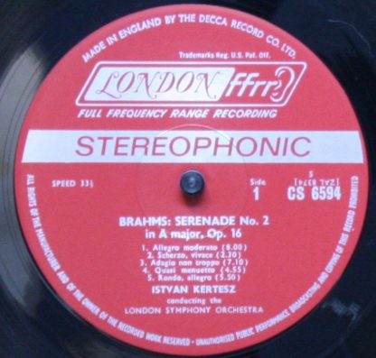 London Records CS 6594 - Serenade No. 2 In A, Op. 16 / Serenade - Image 3