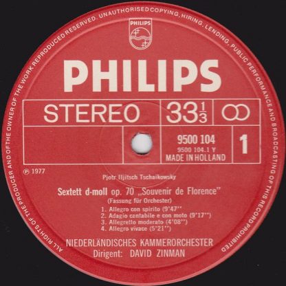 Philips 9500 104 - Souvenir De Florence / String Quartet For Orc - Image 2