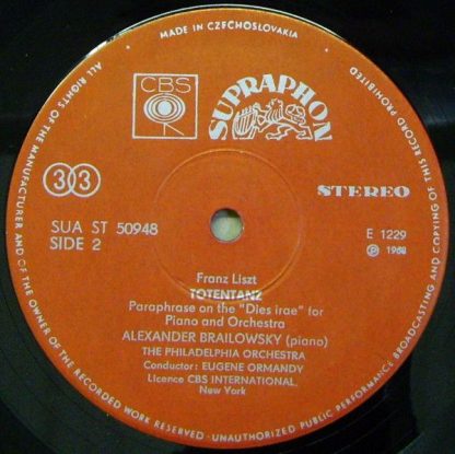 Supraphon SUA ST 50948 - Piano Concerto No. 1 / "Totentanz" - Image 4