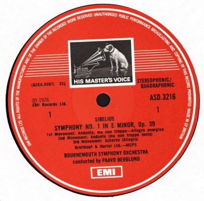 His Master's Voice ASD 3216 - Symphony No. 1 / Scènes Historique - Image 3