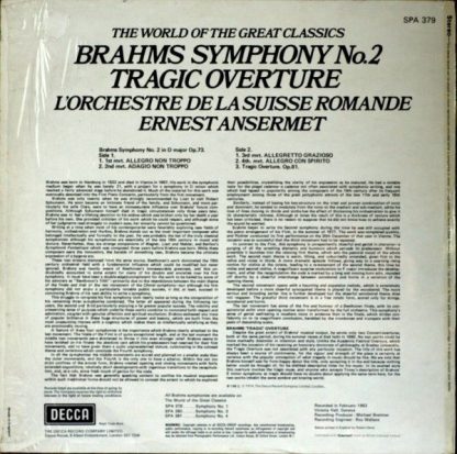 DECCA SPA 379 - Symphony No.2/Tragic Overture - Image 2