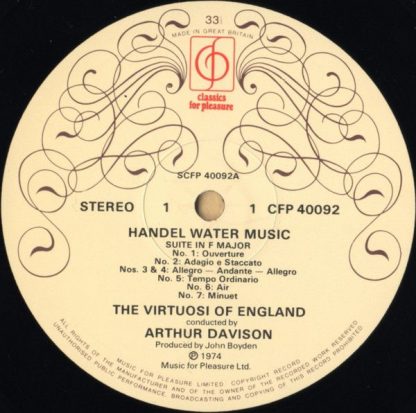Classics For Pleasure CFP 40092 - Water Music (Complete) - Image 3