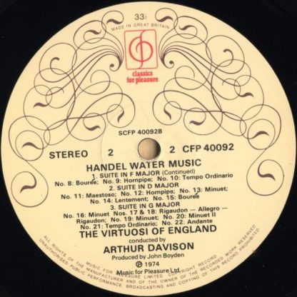 Classics For Pleasure CFP 40092 - Water Music (Complete) - Image 4