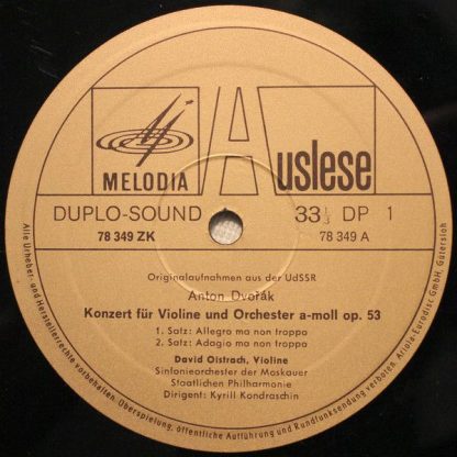 Eurodisc 78 349 ZK - Violinkonzert Op. 53 / Slawische Tänze Op. - Image 3