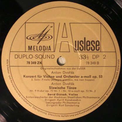 Eurodisc 78 349 ZK - Violinkonzert Op. 53 / Slawische Tänze Op. - Image 4