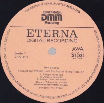 Eterna 7 29 151 - Violinkonzert D-moll, Op. 47, Finlandia, Karel - Image 3