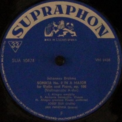 Supraphon SUA 10474 - Sonates Pour Violon Et Piano N° 2 Et 3 - Image 3